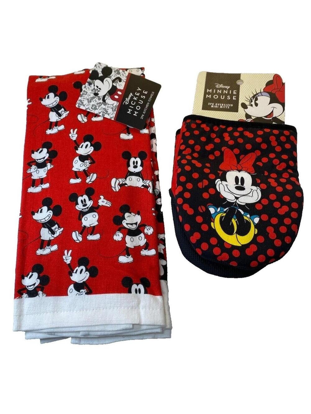 mickey mouse kitchen decor New Oven Mitts & 2 Pc Dish Towels Set New